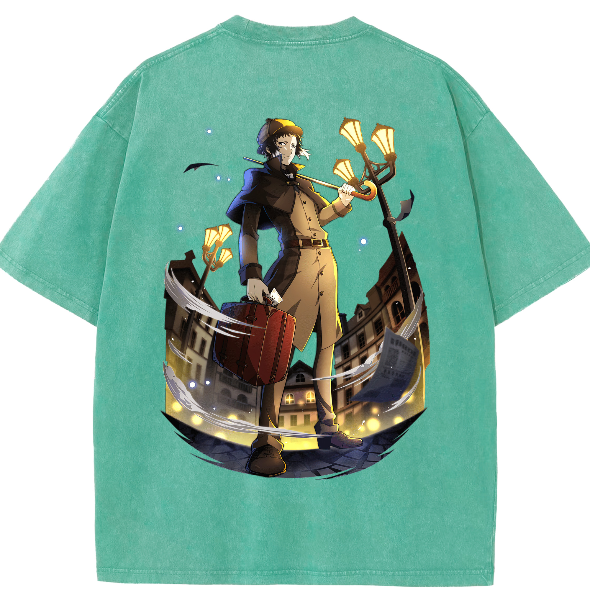 （画像用） 文豪ストレイドッグス Bungo Stray Dogs 綿100% ヴィンテージ風 半袖Tシャツ（背面プリント）